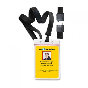 MRI Safe Lanyard + Zipper PVC Badge Holder